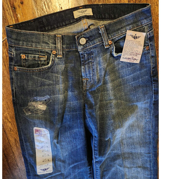 NEW Uncharted Territory Jeans Sz 4 Straight Dark Blue Flare Pants - Picture 4 of 6